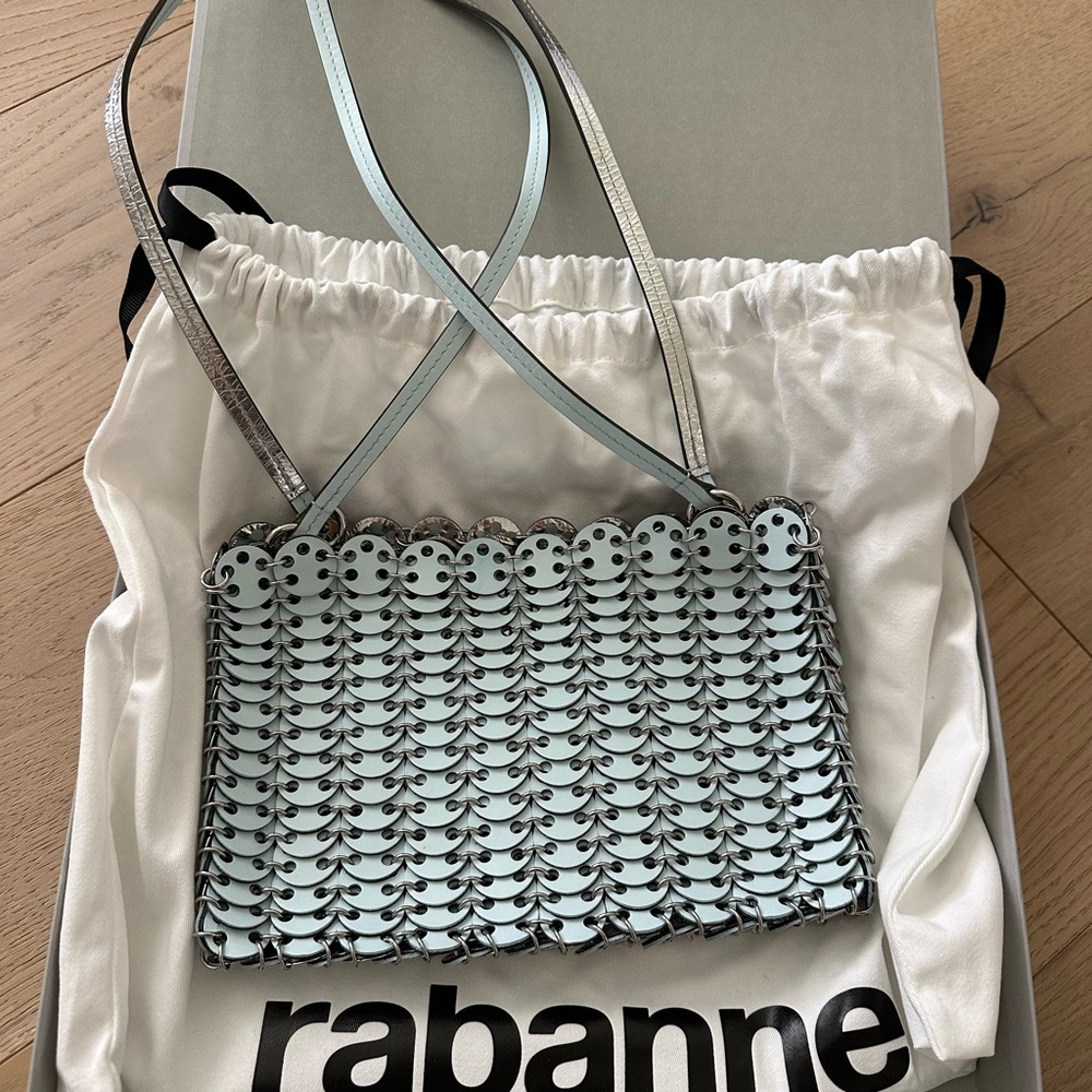 Brand NEW Paco Rabanne 1969 Flip shoulder bag blue (reversible)